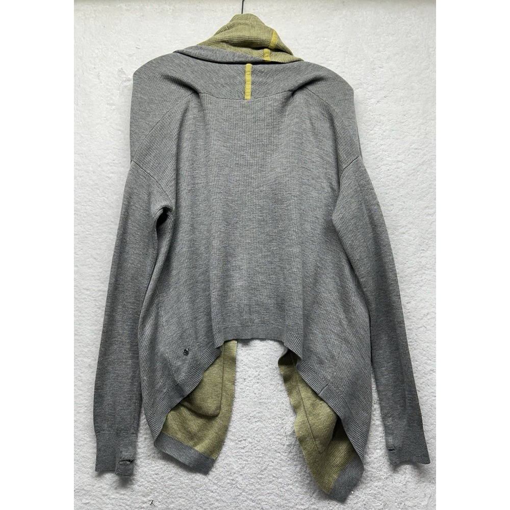 Lululemon Womens Size 10? Gray Yellow Reversible Cabin Yogi Wrap Sweater (M5) - Picture 4 of 6